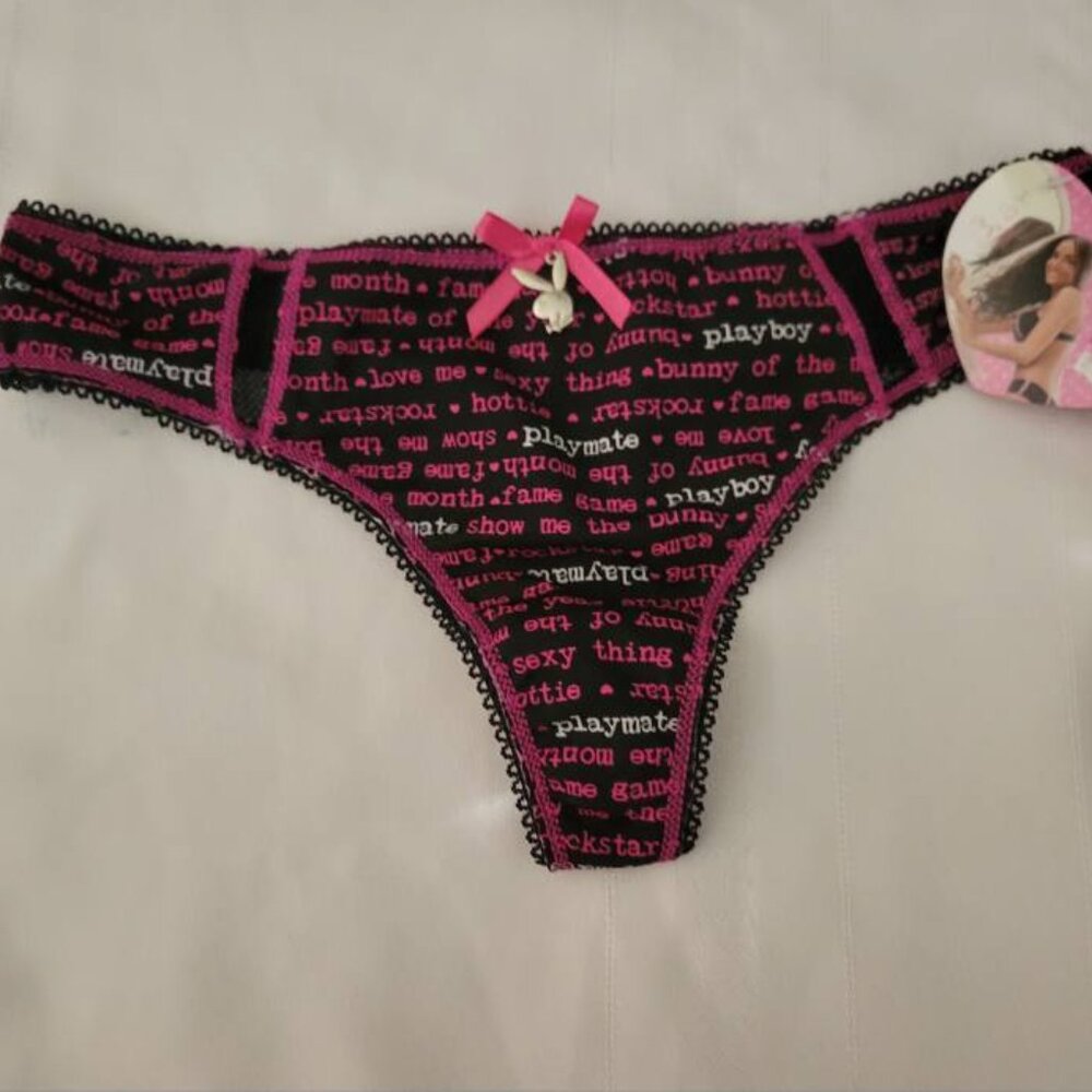 Playboy size M Thong Panty NWT Polyester/spandex